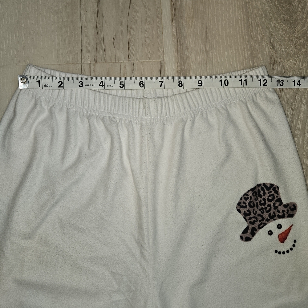 Snowman Print Fleece Lined Leggings Womens Med Winter Graphic Cozy Stretch Pants - Picture 5 of 9